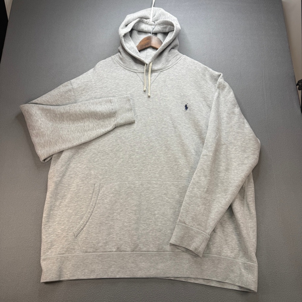 Polo Ralph Lauren Fleece Hoodie Mens 3XLT Grey Cotton Blend Pullover Big & Tall - Picture 2 of 11